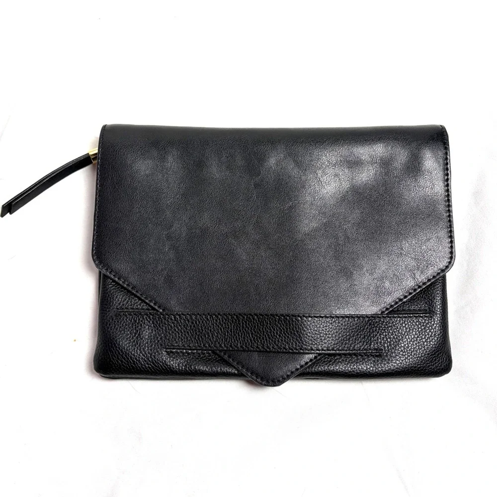 Banana Republic Envelope Clutch Quiet Luxury Black Leather 7x9.75 OS